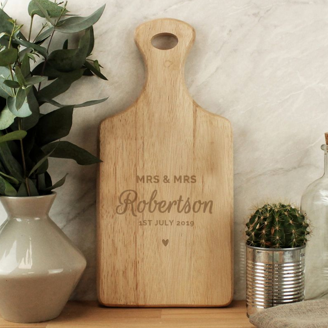 Mrs & Mrs - Lesbian Gay Couple Personalised Chopping Board | Gift
