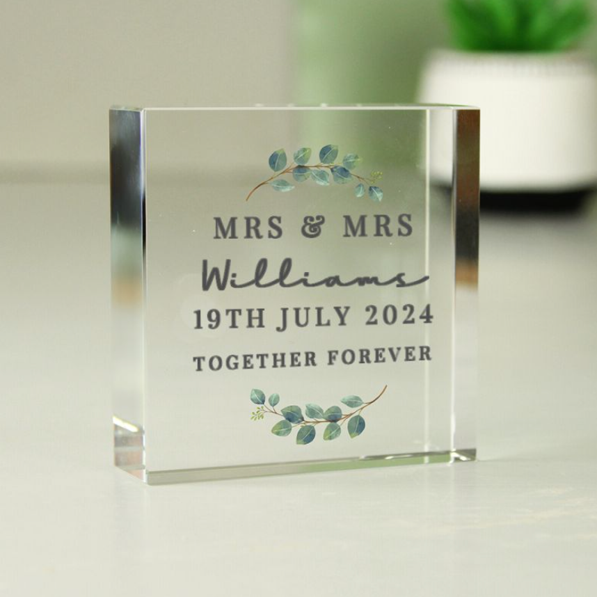 Mrs & Mrs - Lesbian Gay Couple Personalised Glass Token | Gift