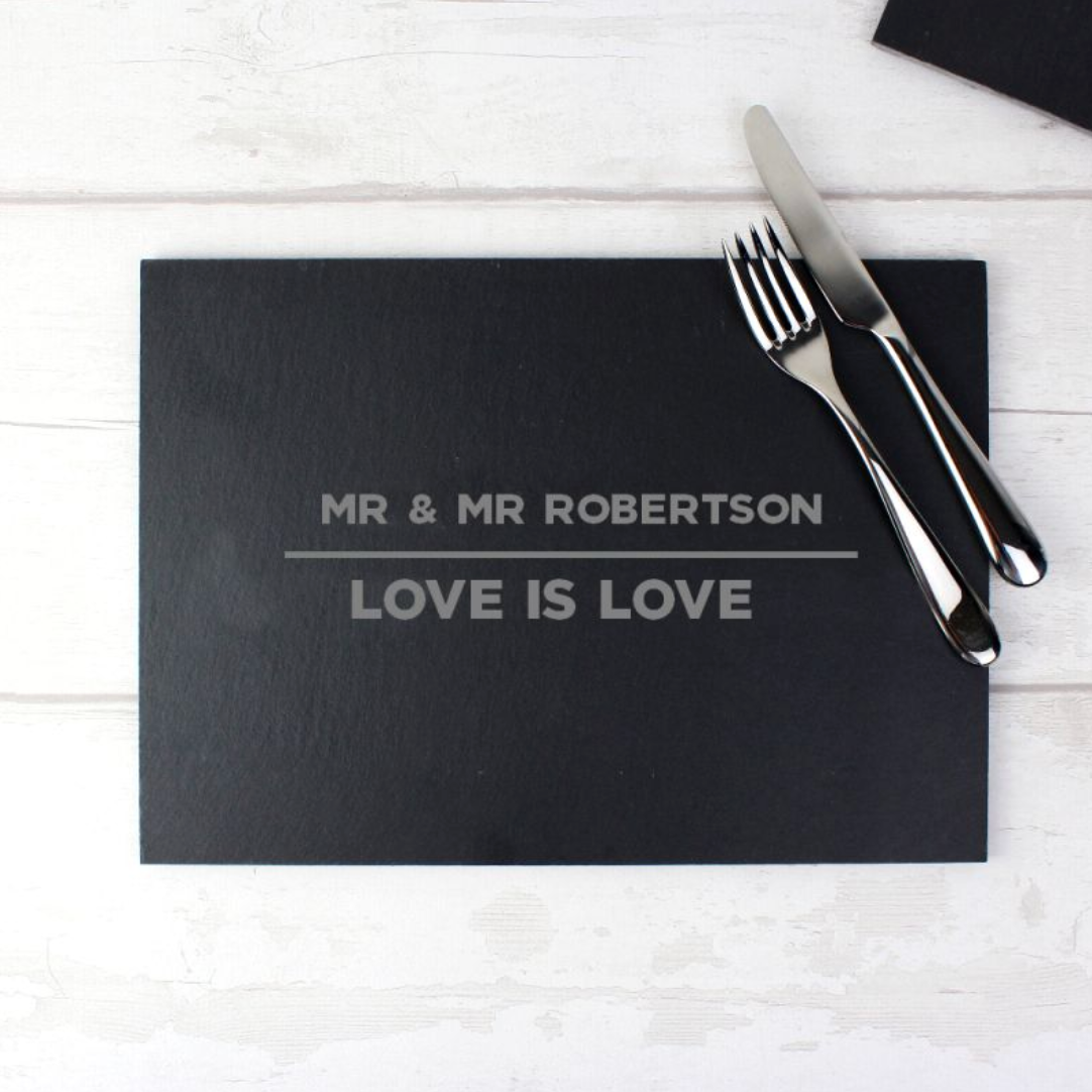 Mr & Mr - Gay Couple Personalised Slate Placemat | Gift
