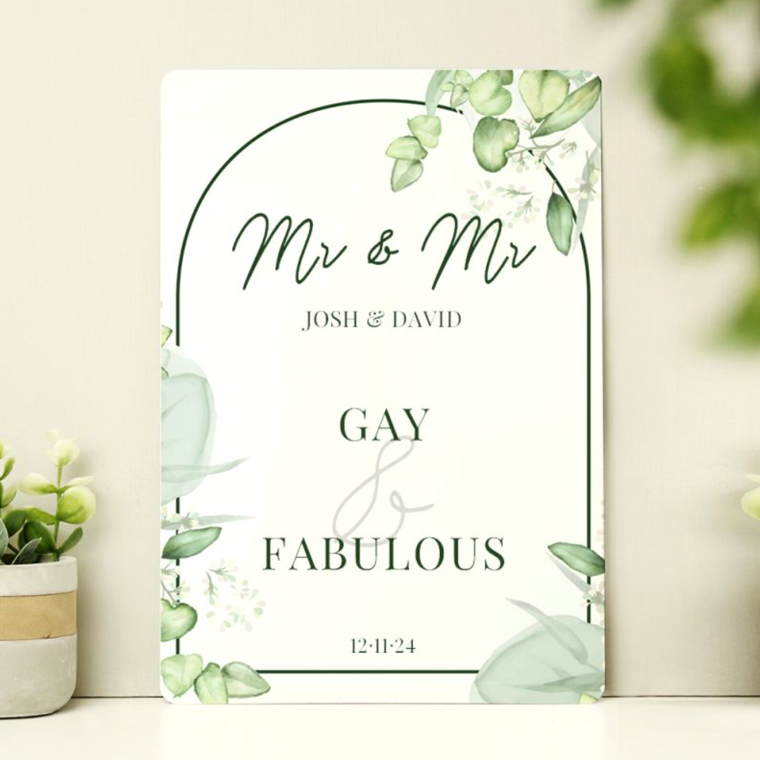 Gay & Fabulous - Gay Couple Personalised Metal Sign | Gift