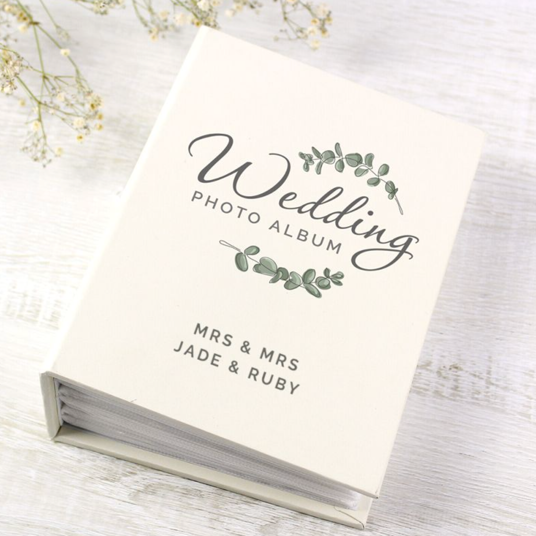 Mrs & Mrs - Lesbian Gay Couple Personalised Botanical Photo Album | Wedding Gift