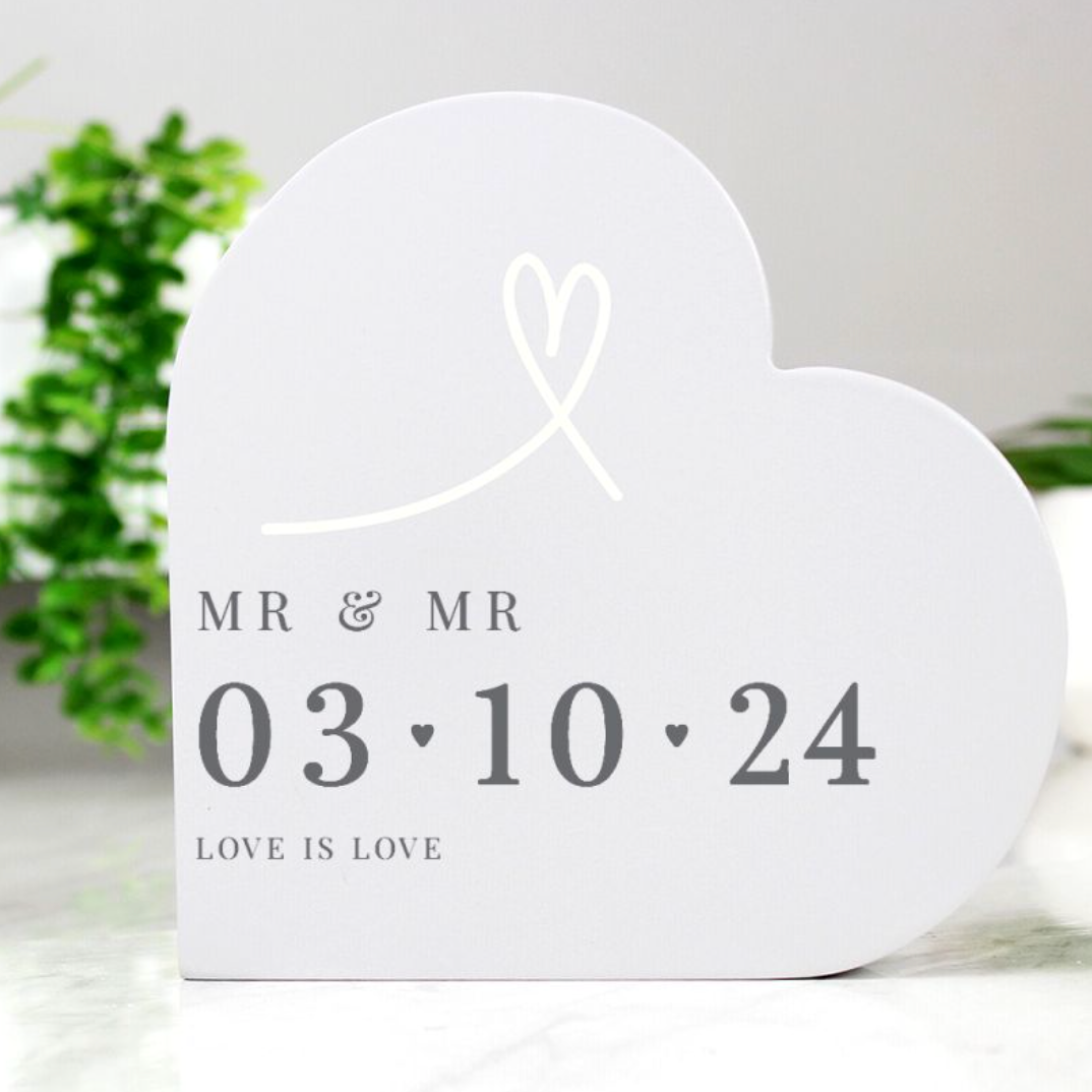 Mr & Mr - Gay Couple Personalised Special Date Heart Ornament | Gift