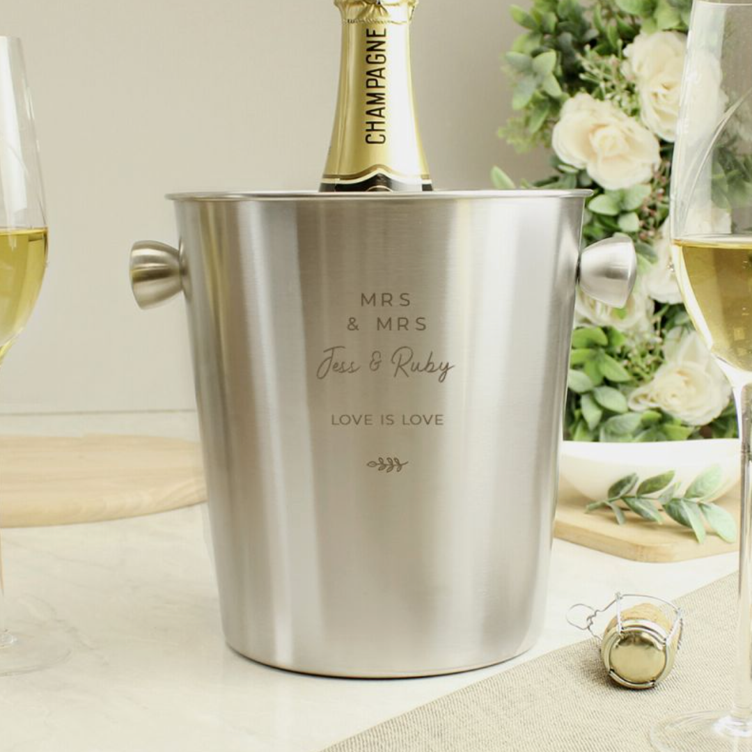 Mrs & Mrs - Lesbian Gay Couple Personalised Ice Bucket | Gift