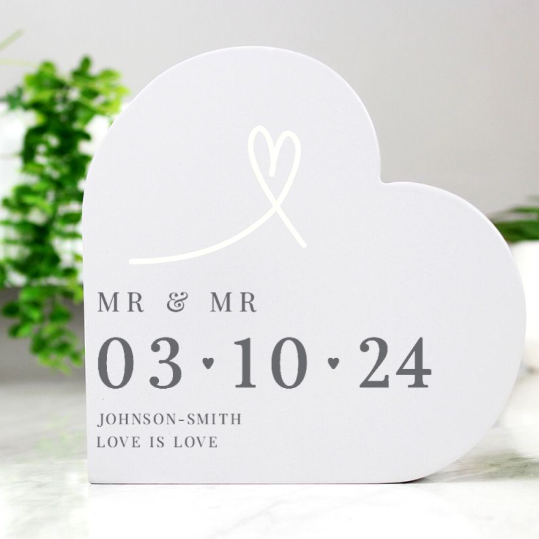 Mr & Mr - Gay Couple Personalised Special Date Heart Ornament | Gift