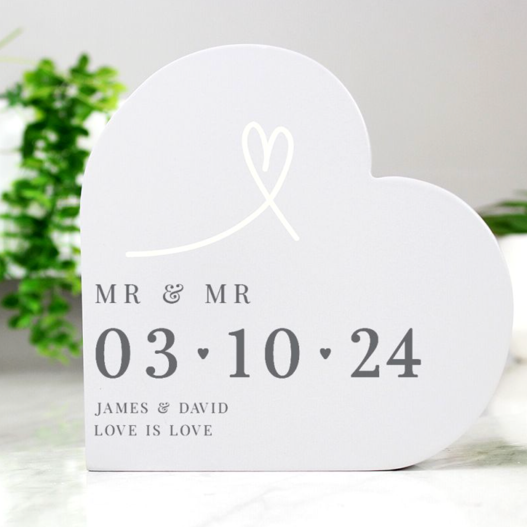 Mr & Mr - Gay Couple Personalised Special Date Heart Ornament | Gift