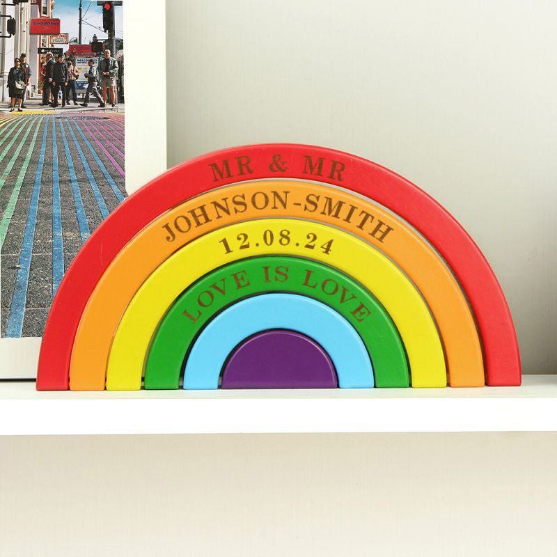 Mr & Mr - Gay Couple Personalised Rainbow Stacker | Gift