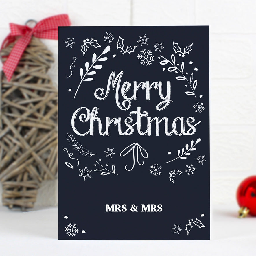 Mrs & Mrs - Lesbian Gay Couple Personalised Xmas Card - Christmas Frost | Gift