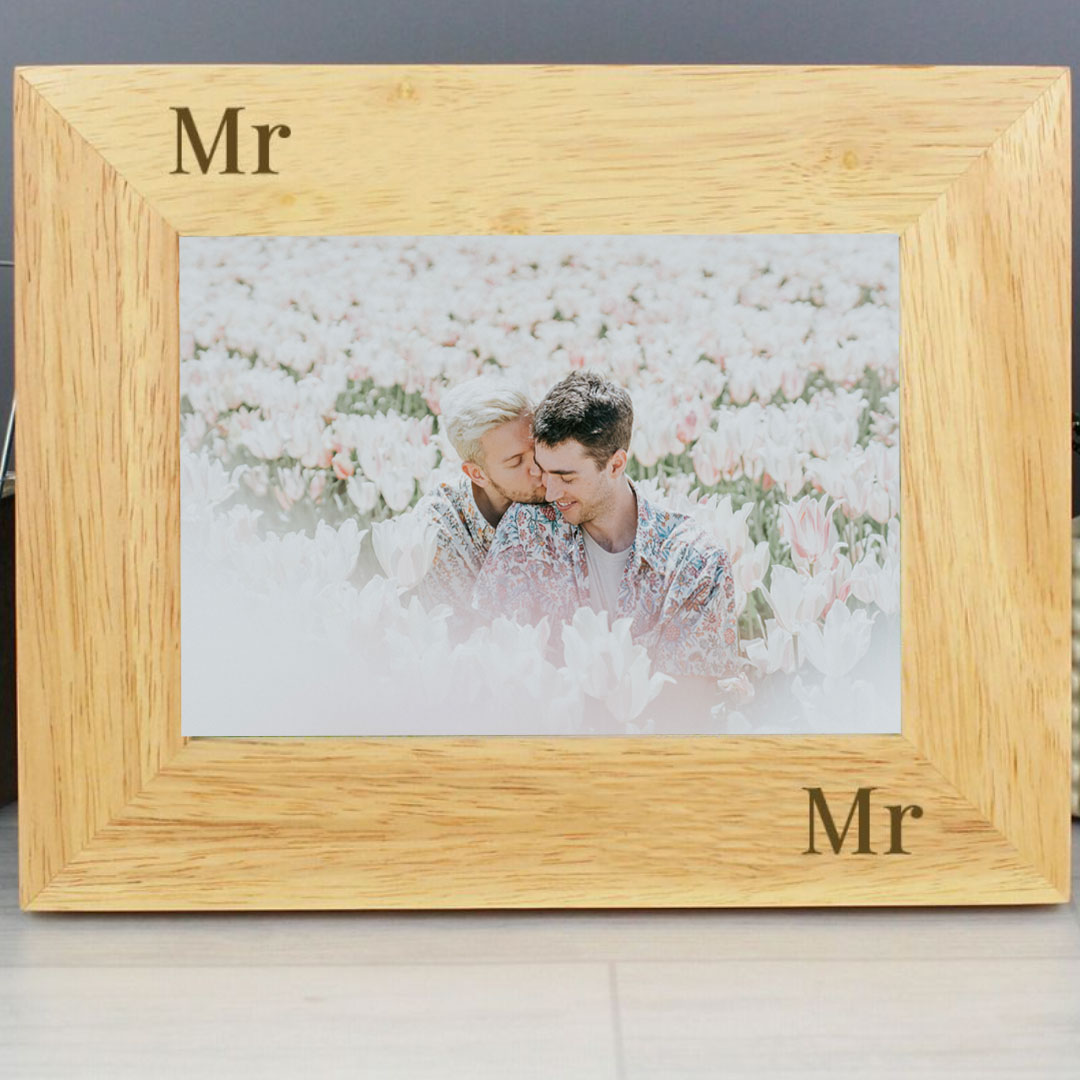 Mr & Mr - Gay Couple 6x4 Oak Finish Photo Frame | Gift