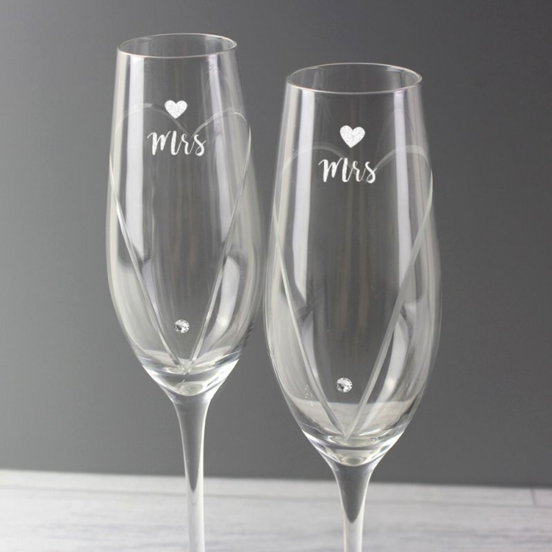 Mrs & Mrs - Lesbian Gay Couple Personalised Pair of Flutes | Gift