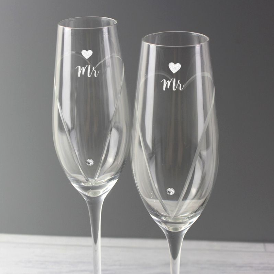 Mr & Mr - Gay Couple Personalised Pair of Flutes | Gift