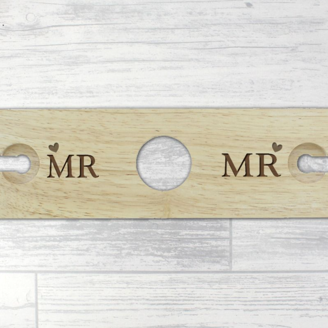 Mr & Mr - Gay Couple Personalised Wine Glass & Bottle Holder | Gift