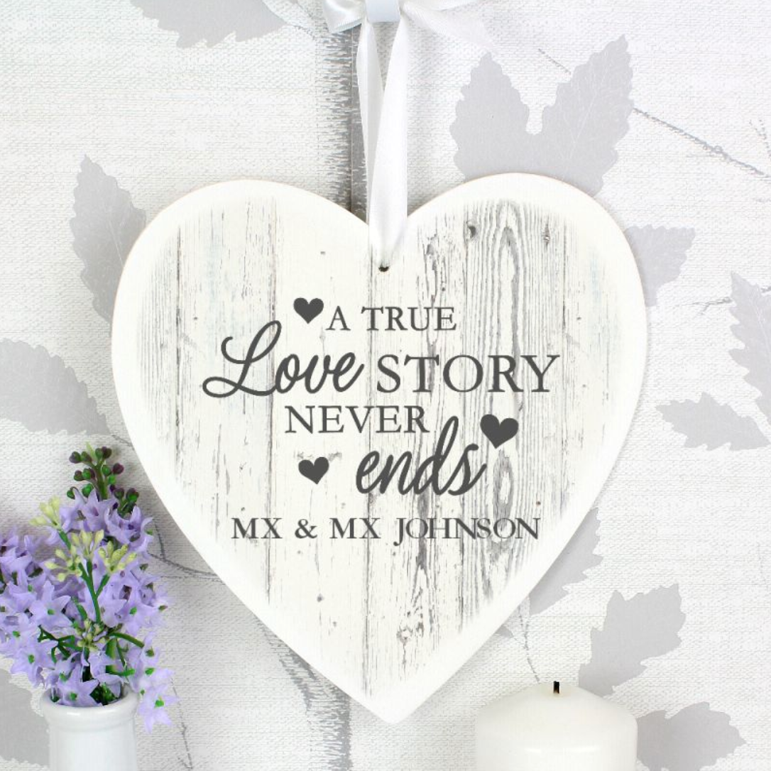 Mx & Mx - Non-Binary Couple Personalised Wooden Heart Decoration | Gift