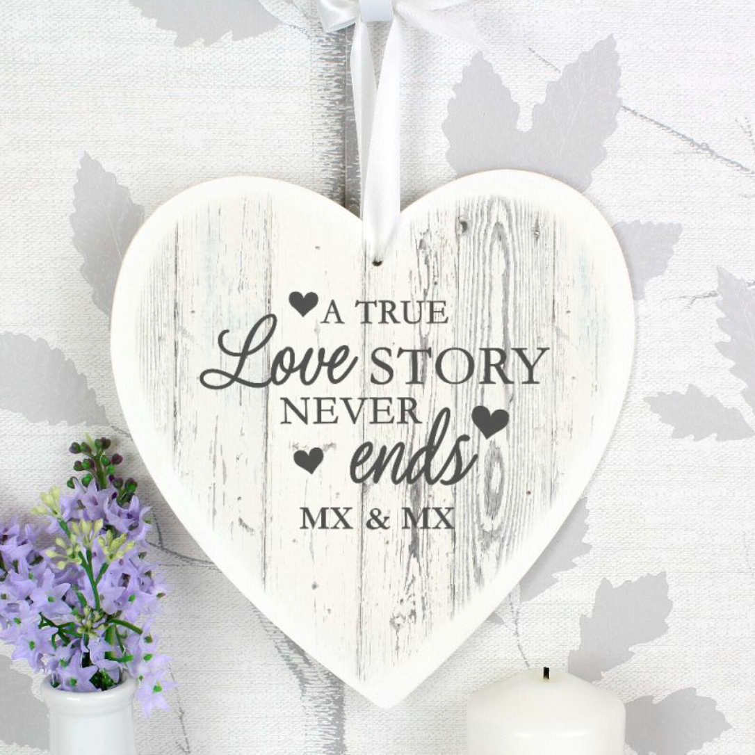 Mx & Mx - Non-Binary Couple Personalised Wooden Heart Decoration | Gift