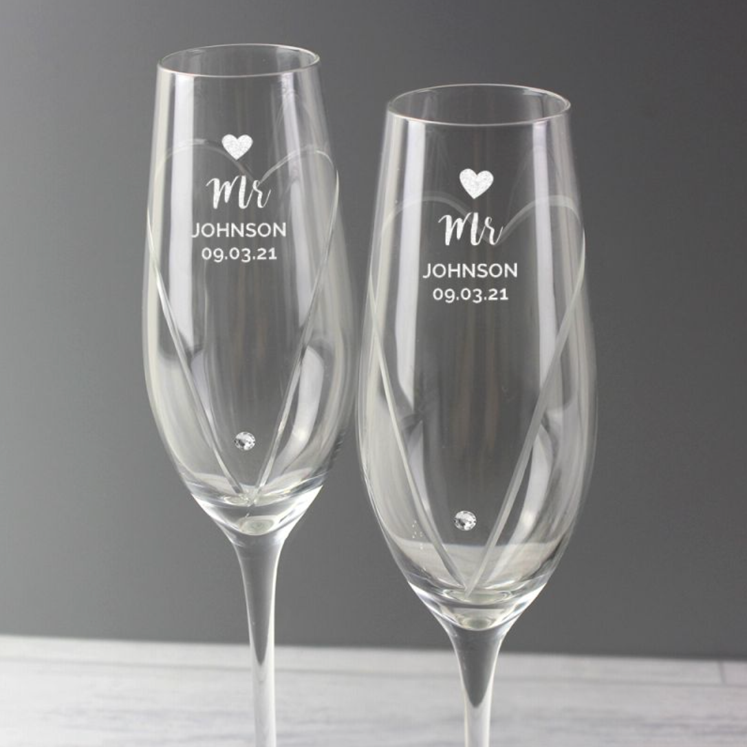 Mr & Mr - Gay Couple Personalised Pair of Flutes | Gift