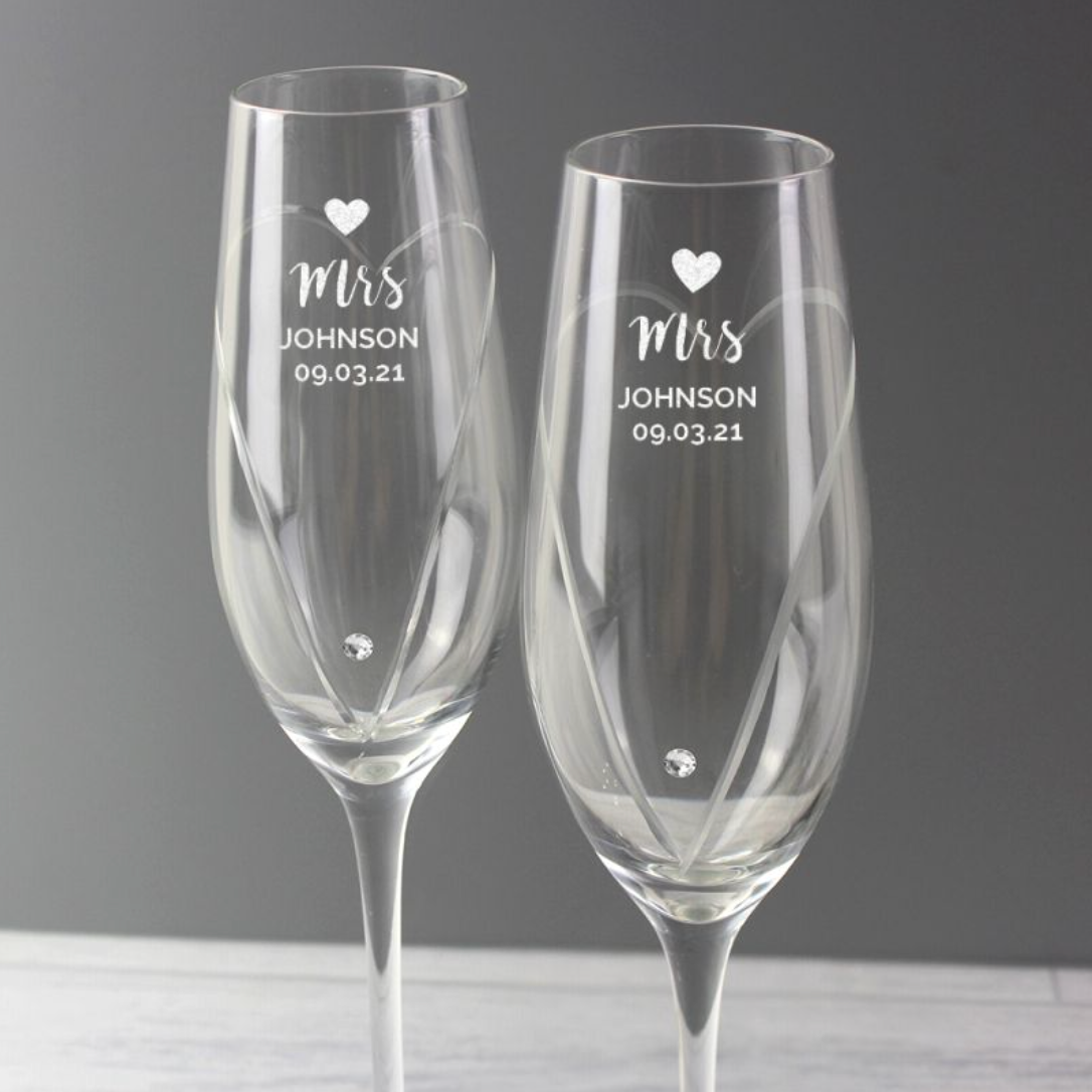 Mrs & Mrs - Lesbian Gay Couple Personalised Pair of Flutes | Gift