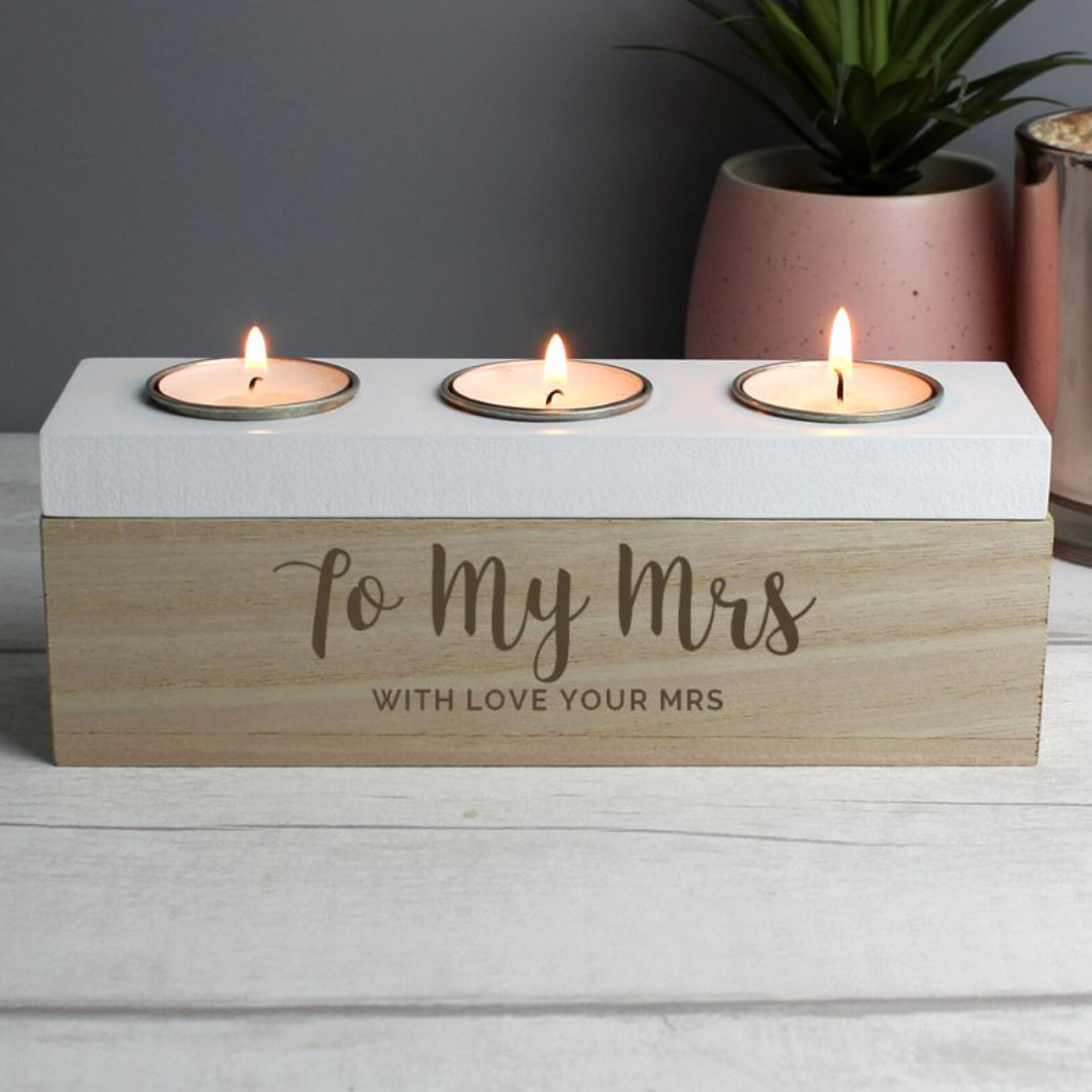 Lesbian Gay Couple Triple Tea Light Box | Gift