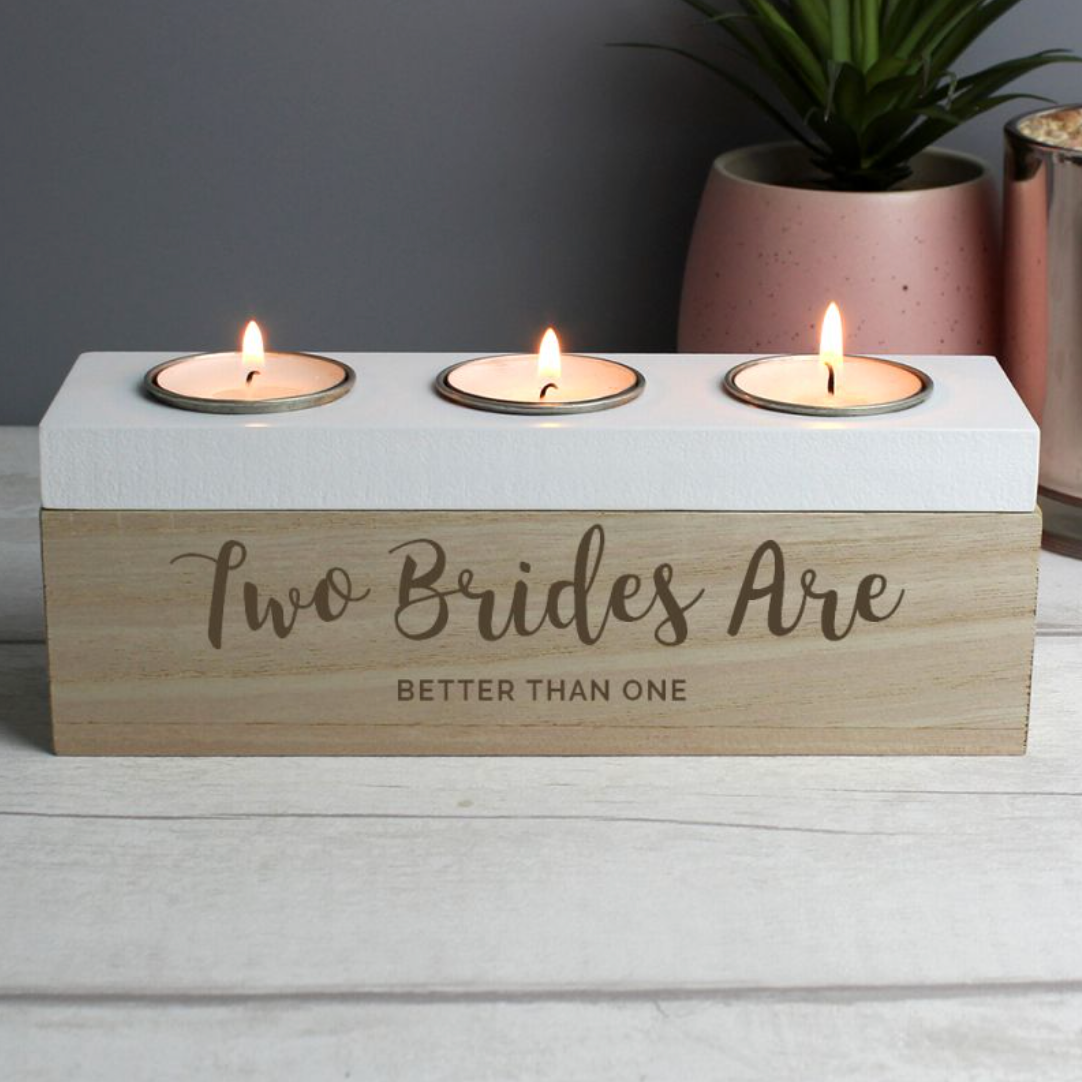Lesbian Gay Couple Triple Tea Light Box | Gift