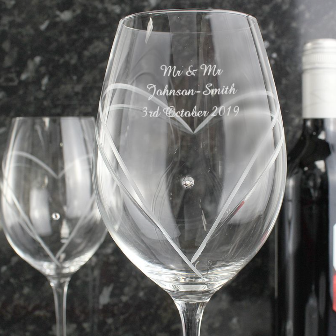 Mr & Mr - Gay Couple Personalised Pair of Wine Glasses | Gift