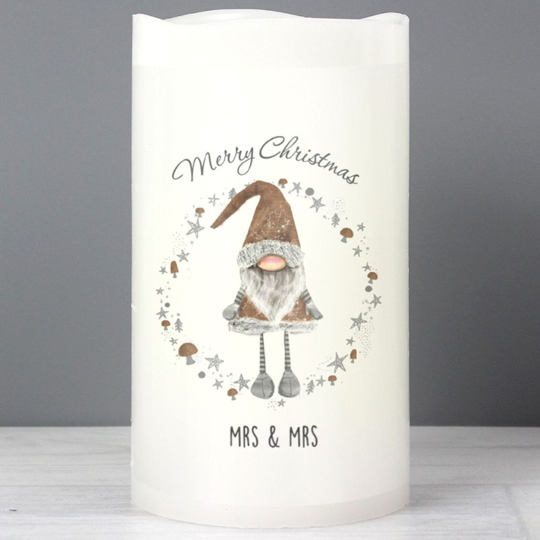 Mrs & Mrs - Lesbian Gay Couple Christmas Gnome LED Candle | Gift