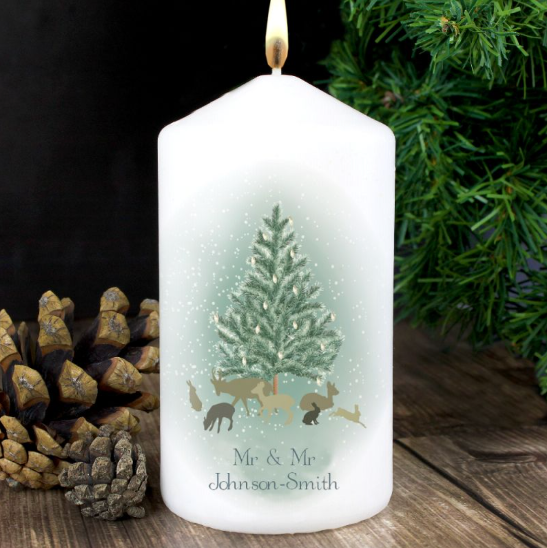Mr & Mr - Gay Couple Personalised Christmas A Winter's Night Pillar Candle | Gift