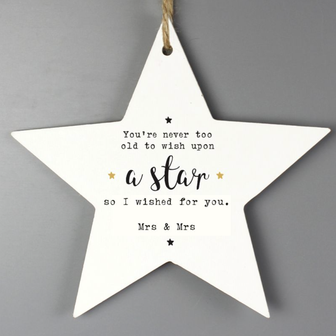 Mrs & Mrs - Lesbian Gay Couple Personalised I wished for you Wooden Decoration | Gift