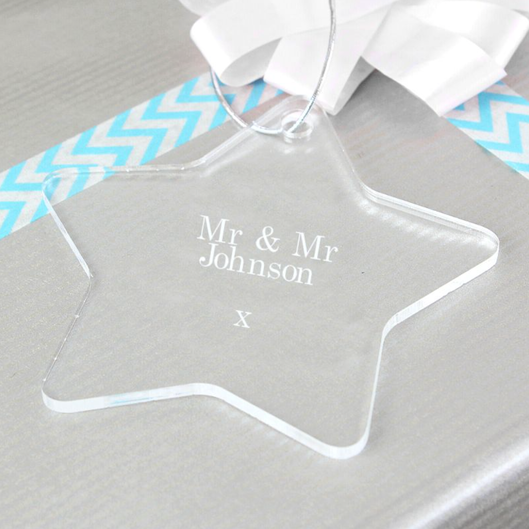 Mr & Mr - Gay Couple Personalised Acrylic Gift Tag Decoration | Gift