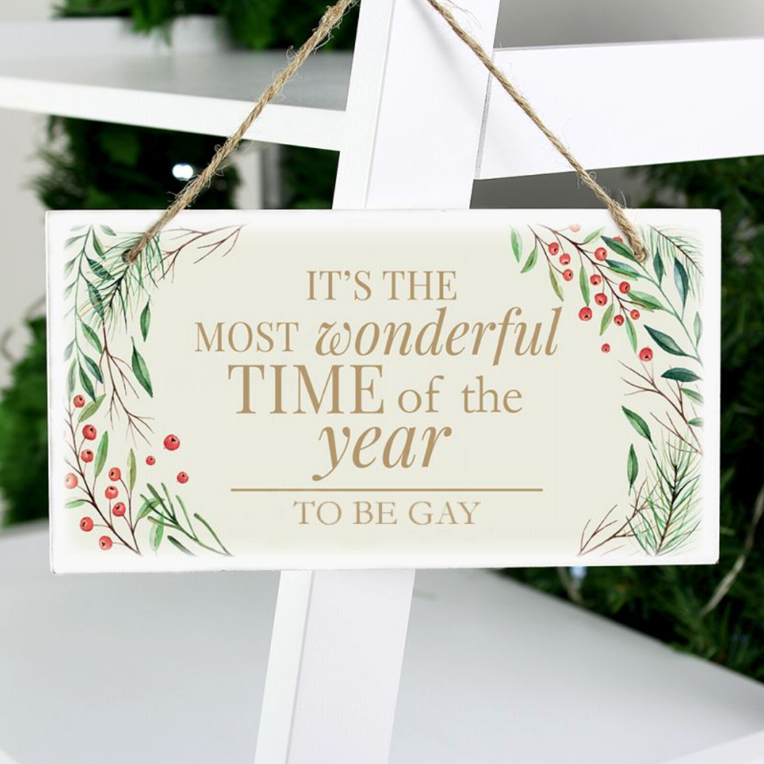 Wonderful Time of The Year - Lesbian Gay Wooden Christmas Decoration | Gift