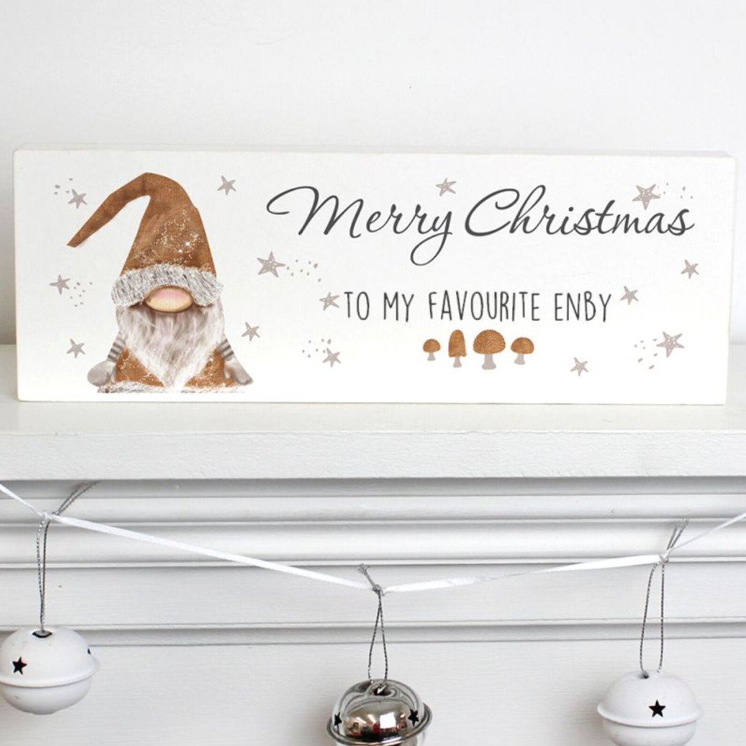 Favourite Enby - Non-Binary Christmas Wooden Block | Gift
