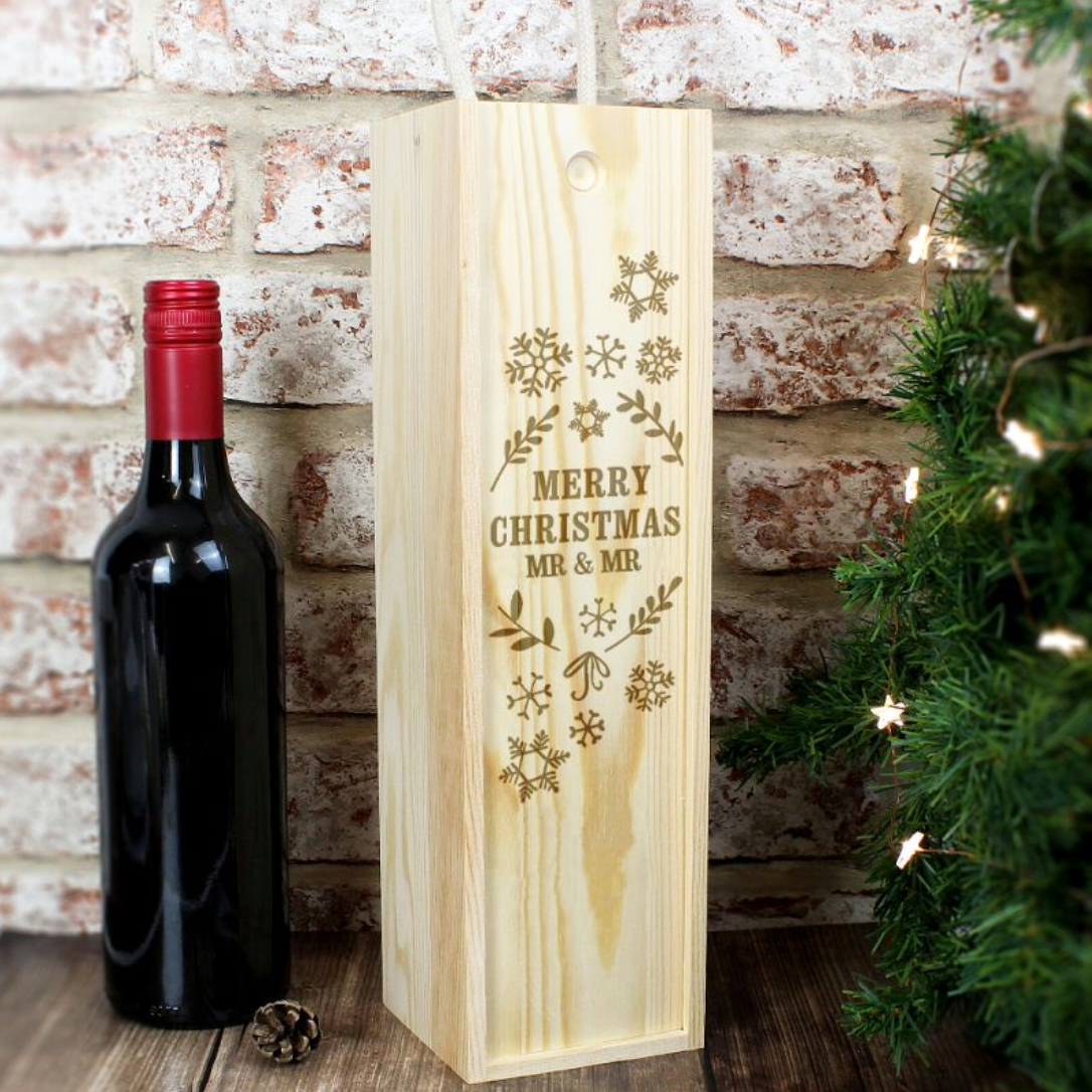 Mr & Mr - Gay Couple Christmas Wine Bottle Box | Gift