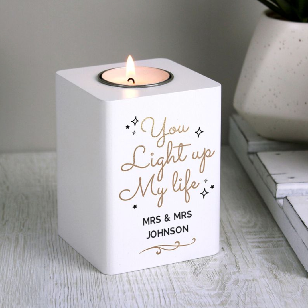 Mrs & Mrs - Lesbian Gay Couple Personalised Candle Holder | Gift