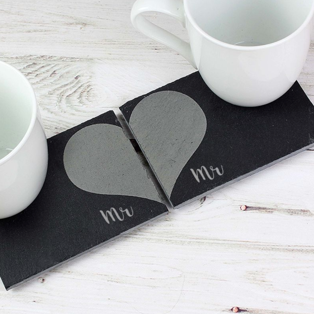 Mr & Mr - Gay Couple Slate Coaster Set | Gift