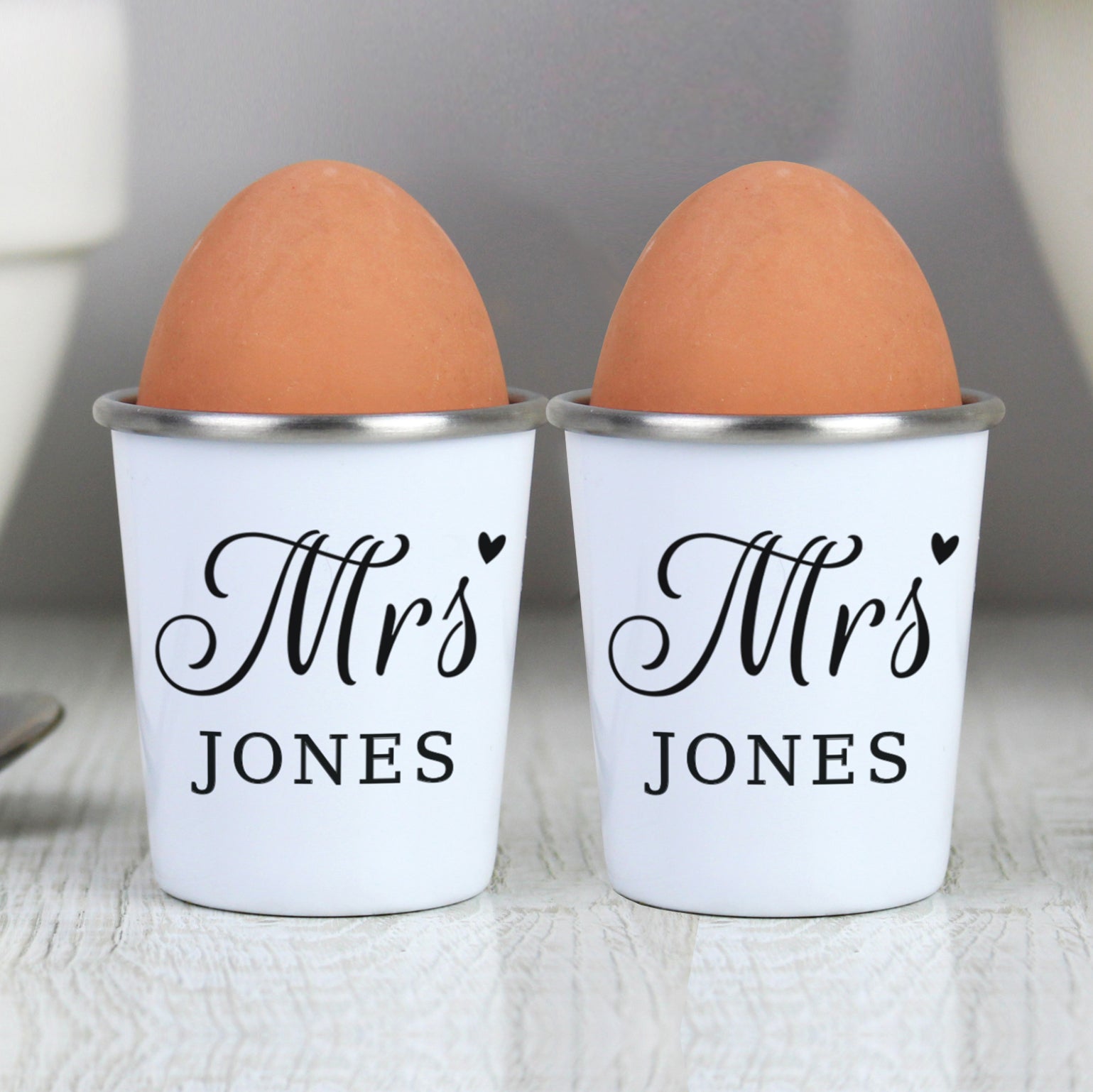 Mrs & Mrs - Lesbian Gay Couple Personalised Egg Cup Set | Gift