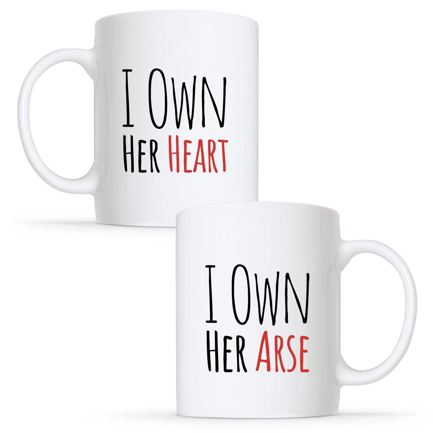 I Own Her Heart & I Own Her Arse - Gay Lesbian Couple Mug Set | Gift