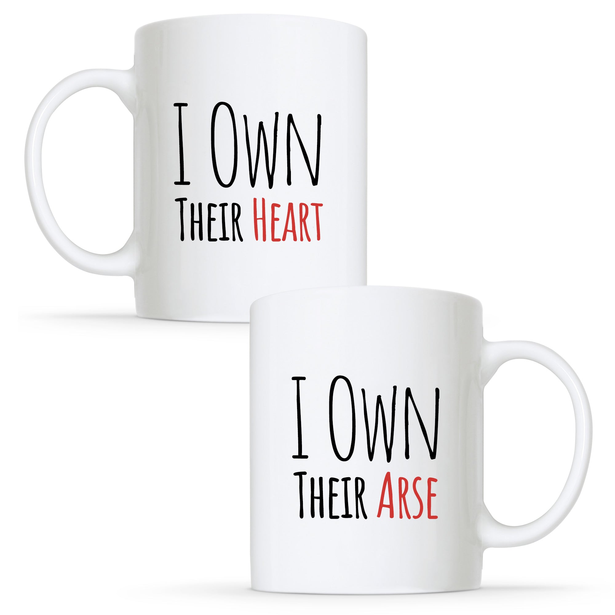 I Own Their Heart & I Own Their Arse - Non-Binary Couple Mug Set | Gift
