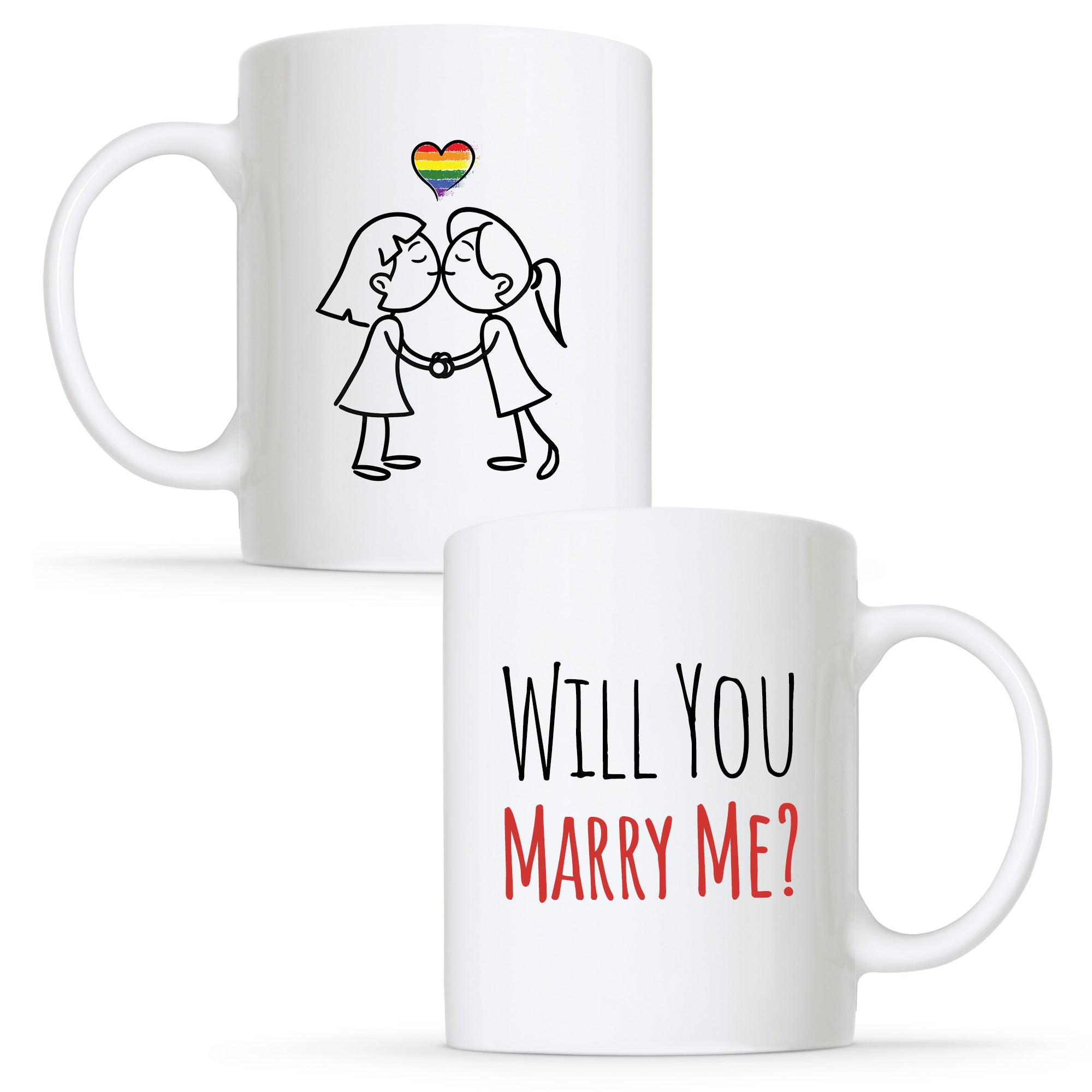Will you Marry me - Lesbian Gay Couple Engagement Mug Set | Gift