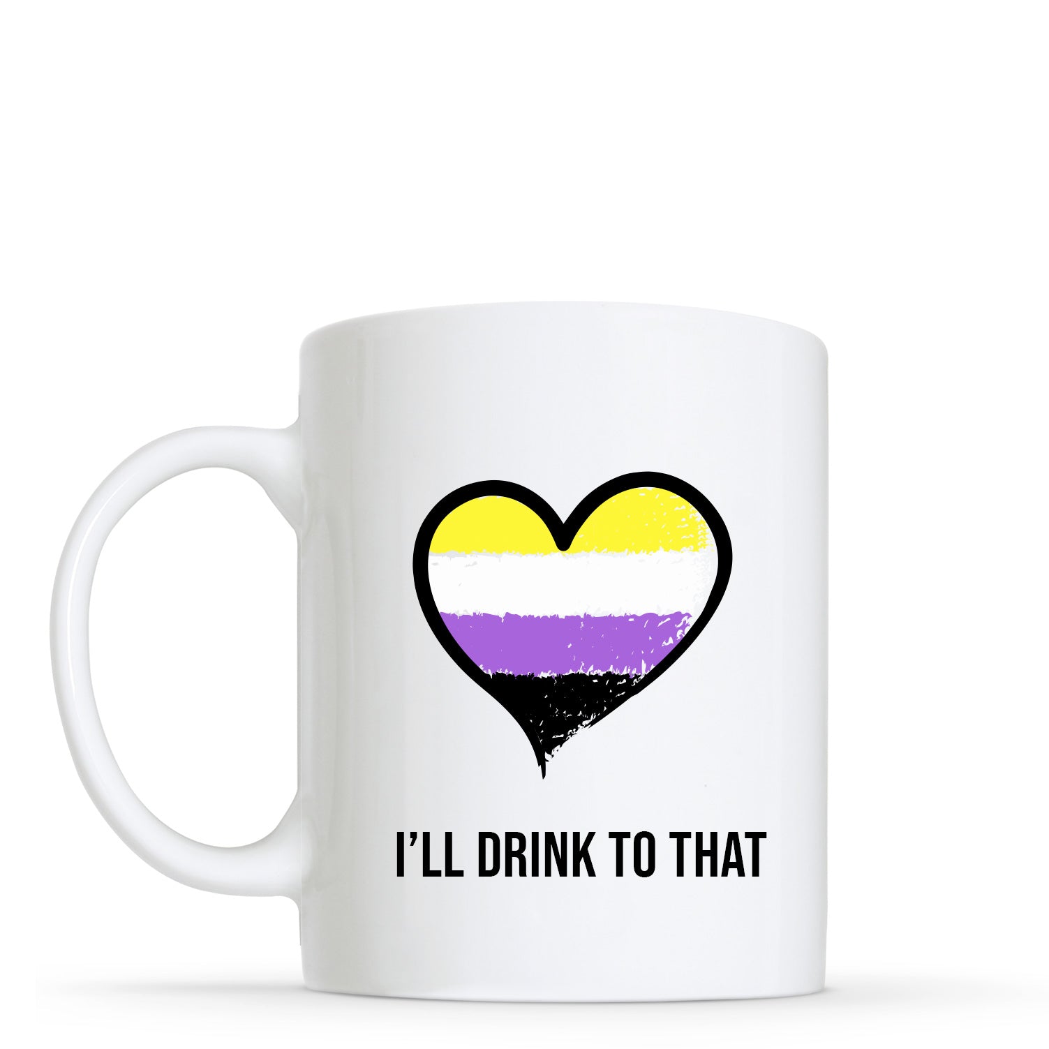 Non-Binary Flag Heart Shape Mug | Gift