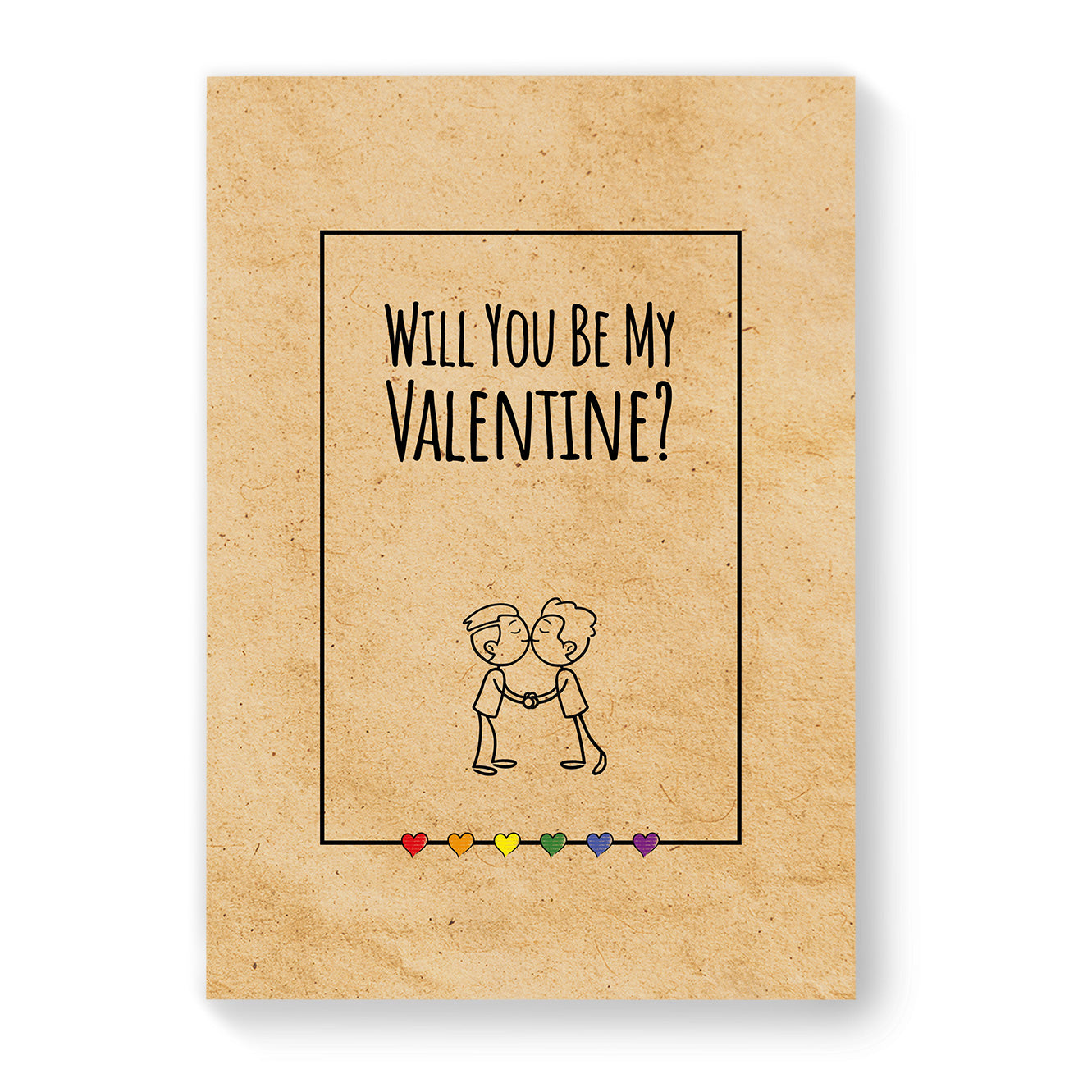 Will you be my Valentine - Gay Couple Card - Vintage Brown | Gift