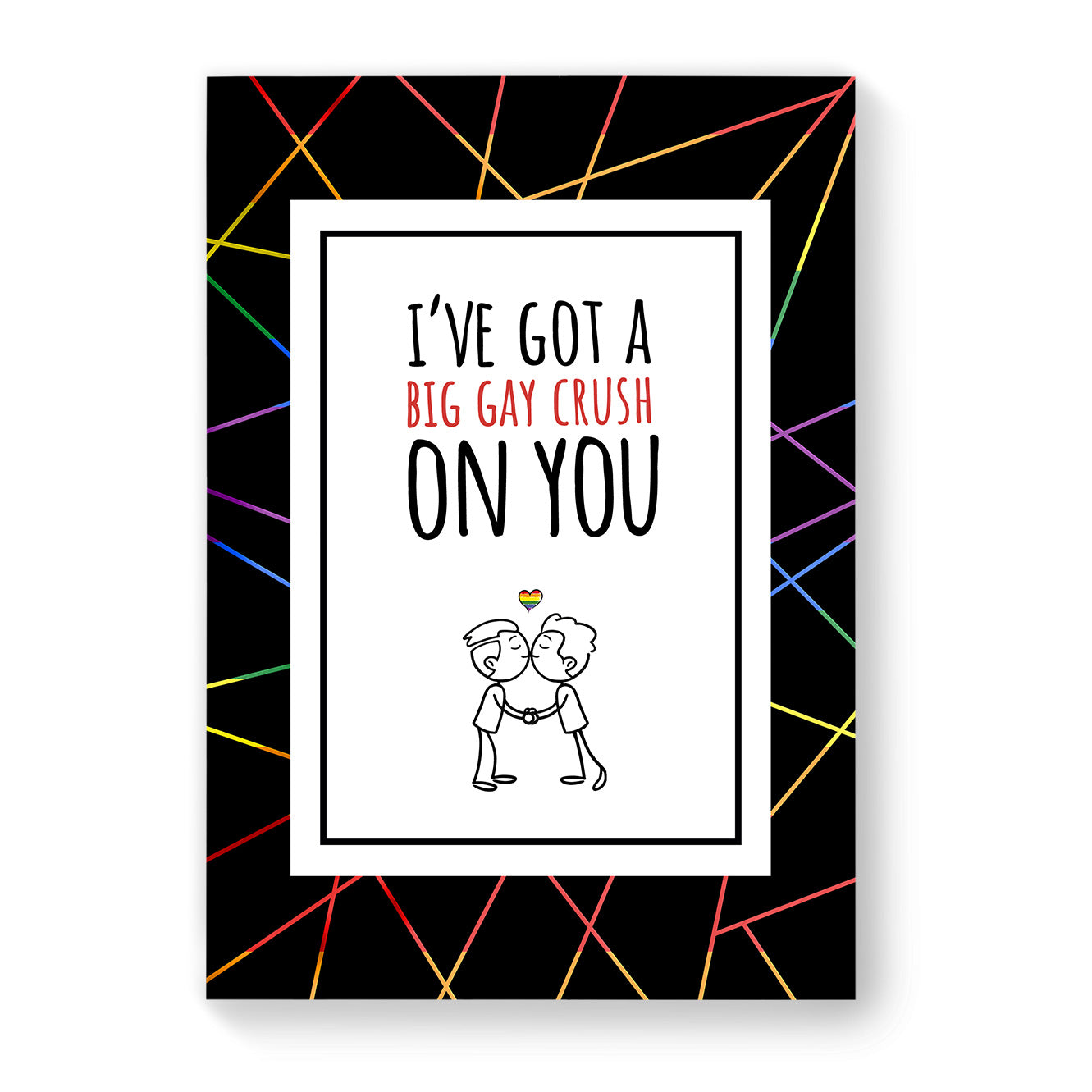 I've got a Big Gay Crush on you - Gay Couple Card - Black Geometric | Gift