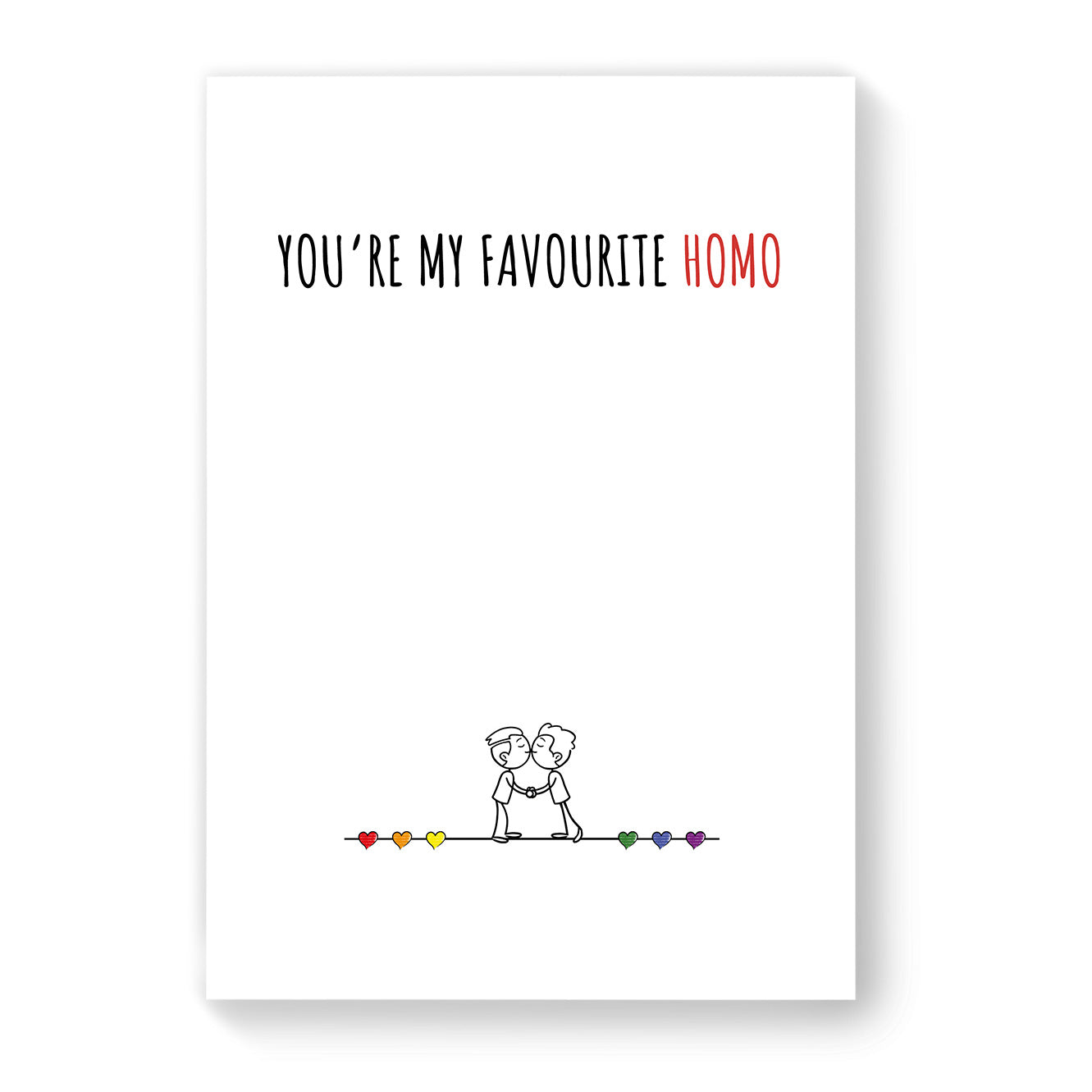You're My Favourite Homo - Gay Couple Card - White Minimalist | Gift
