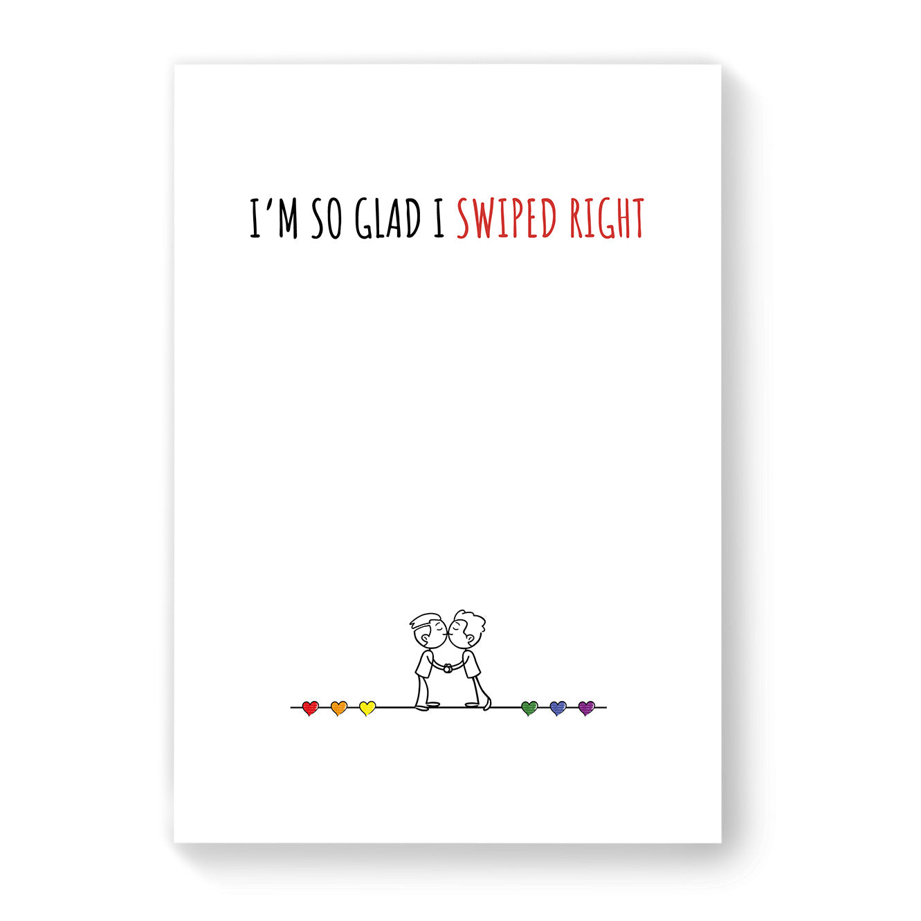 I'm So glad I Swiped Right - Gay Couple Card - White Minimalist | Gift