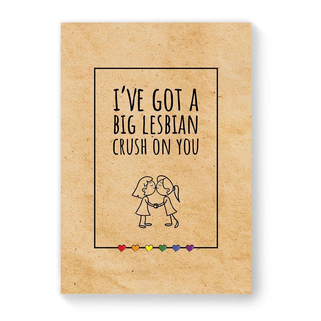 I've Got a Big Lesbian Crush on you - Lesbian Gay Couple Card - Vintage Brown | Gift