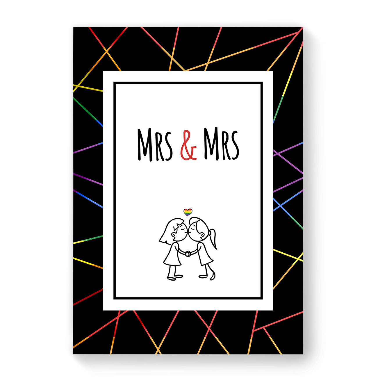 Mrs & Mrs - Lesbian Gay Couple Card - Black Geometric | Gift