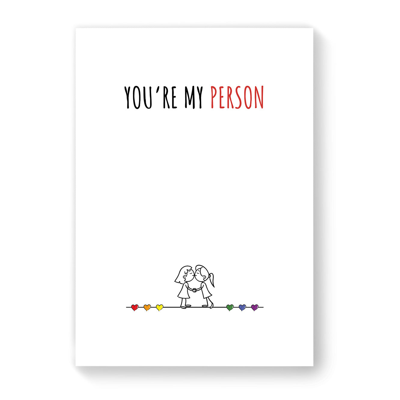 You're My Person - Lesbian Gay Couple Card - White Minimalist | Gift