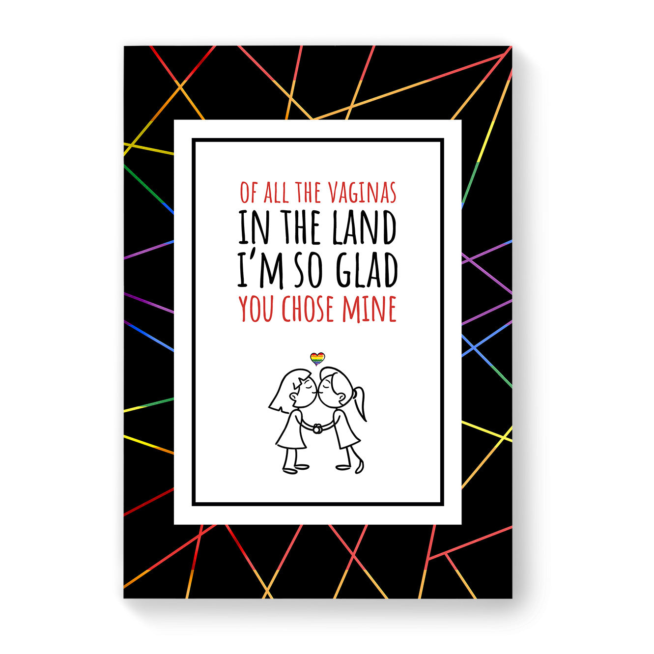 I'm so glad you chose mine - Lesbian Gay Couple Card - Black Geometric | Gift