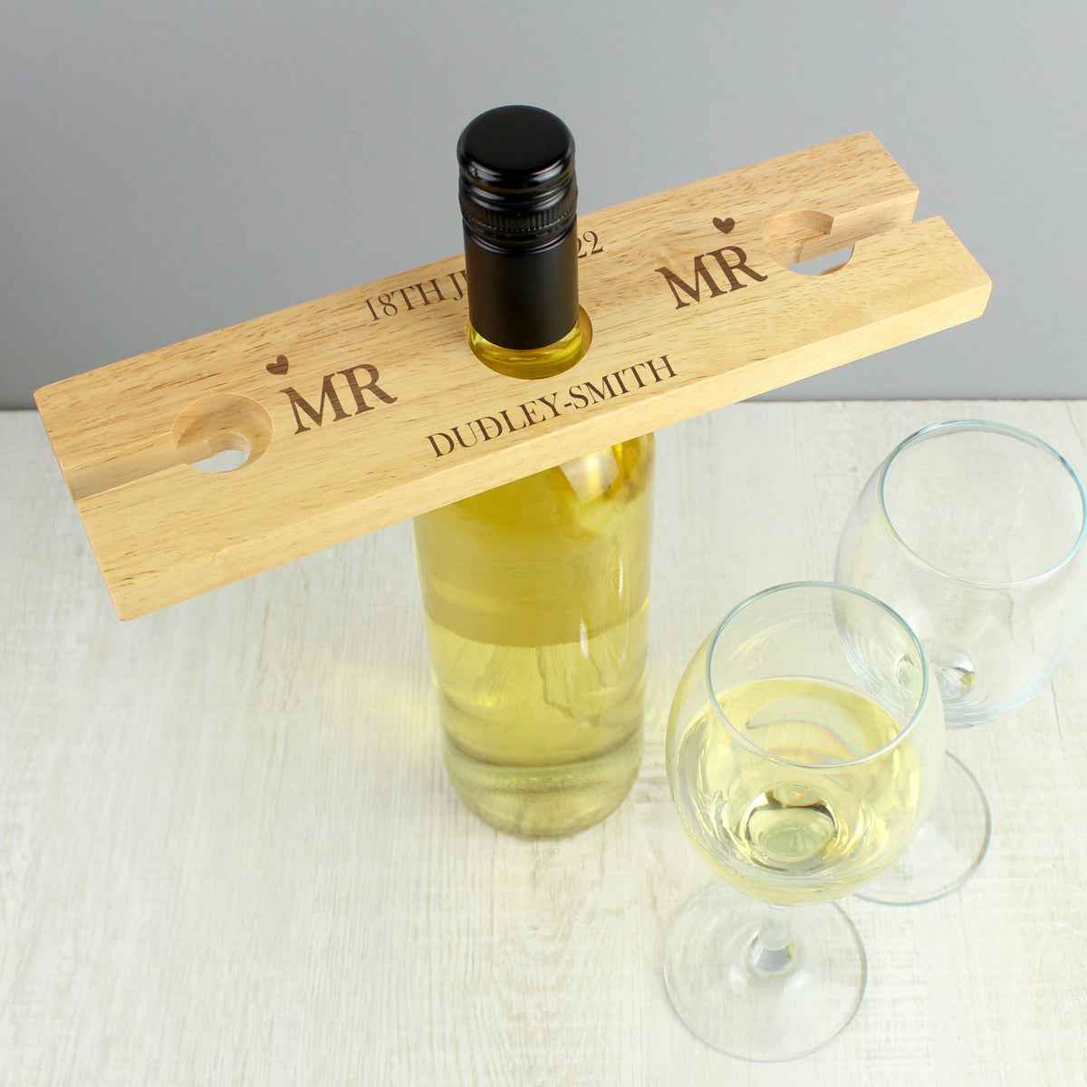 Mr &amp; Mr - Gay Couple Personalised Wine Glass &amp; Bottle Holder | Gift