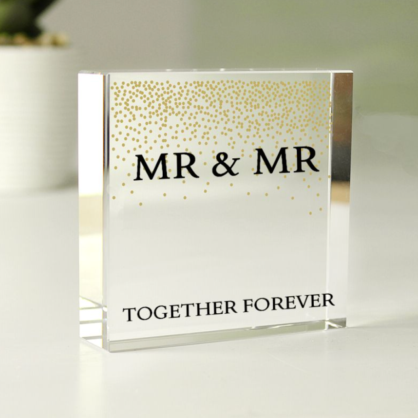 Mr &amp; Mr - Gay Couple Personalised Glass Token | Gift