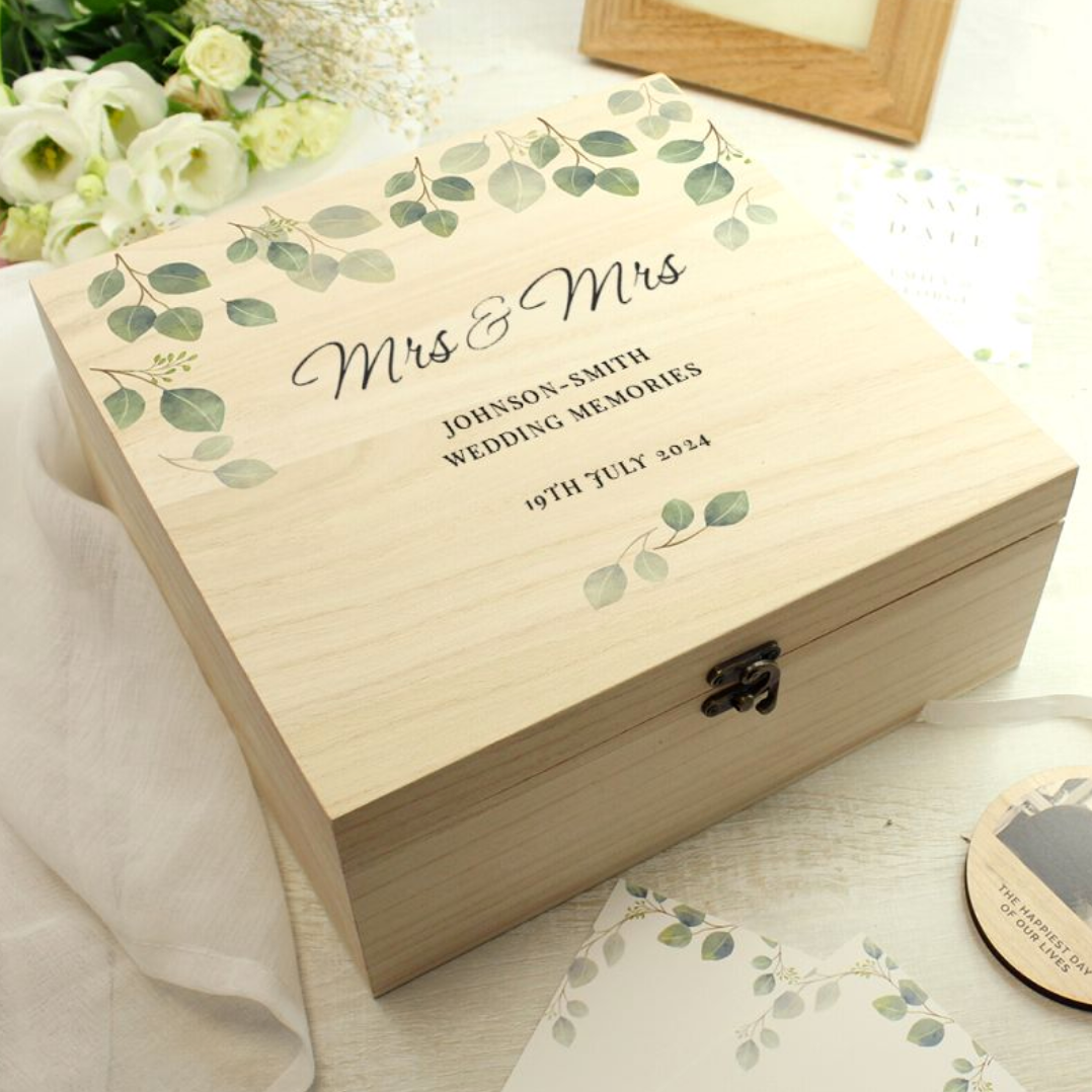 Mrs & Mrs - Lesbian Gay Couple Personalised Keepsake Box | Wedding Gift