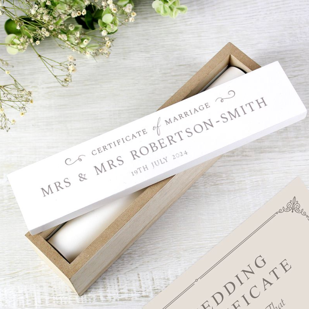 Mrs & Mrs - Lesbian Gay Couple Personalised Certificate Holder | Wedding Gift