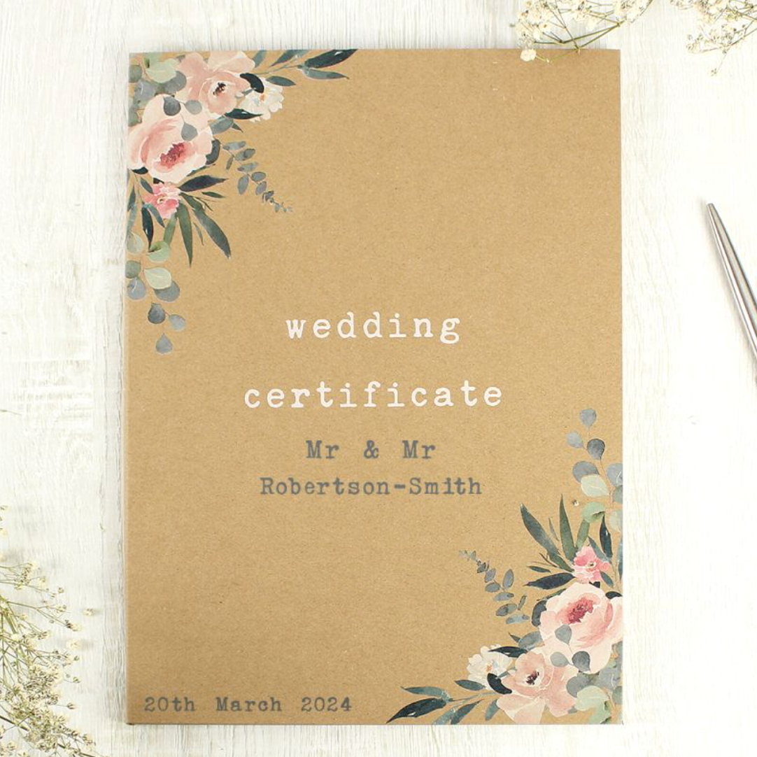 Mr & Mr - Gay Couple Personalised Wedding Certificate | Wedding Gift