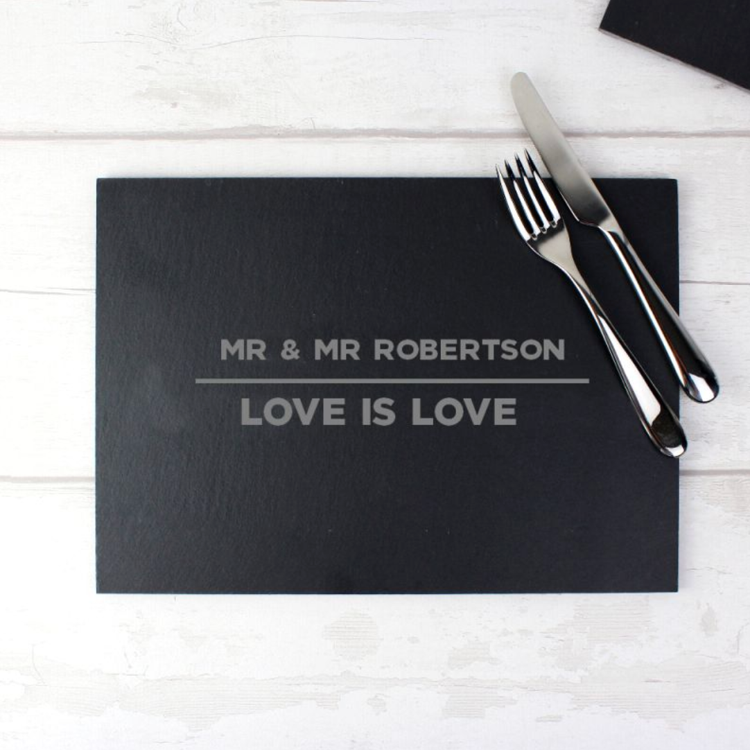 Mr &amp; Mr - Gay Couple Personalised Slate Placemat | Gift